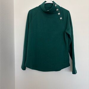 J. Crew Teal Long Sleeve Top with jewel Button Accents mock neck size S NWT